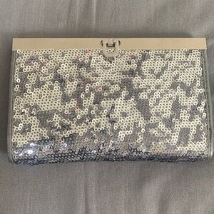 Sequin Evening Clutch Wallet - Silver